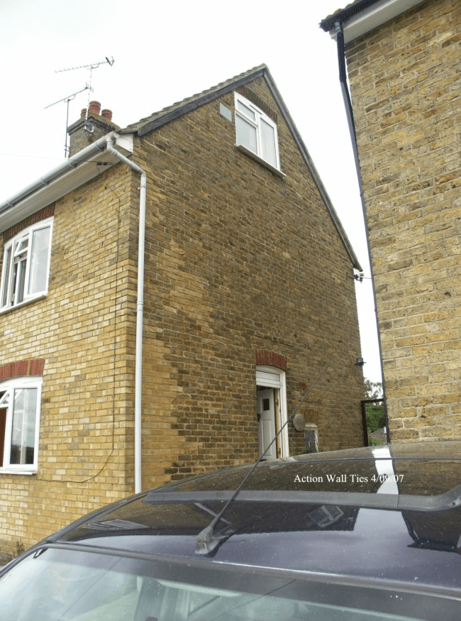 Bowing gable wall 1950s style two-storey semi