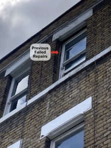 failed repairs 225x300 - Severely Distorted Window Masonry, London