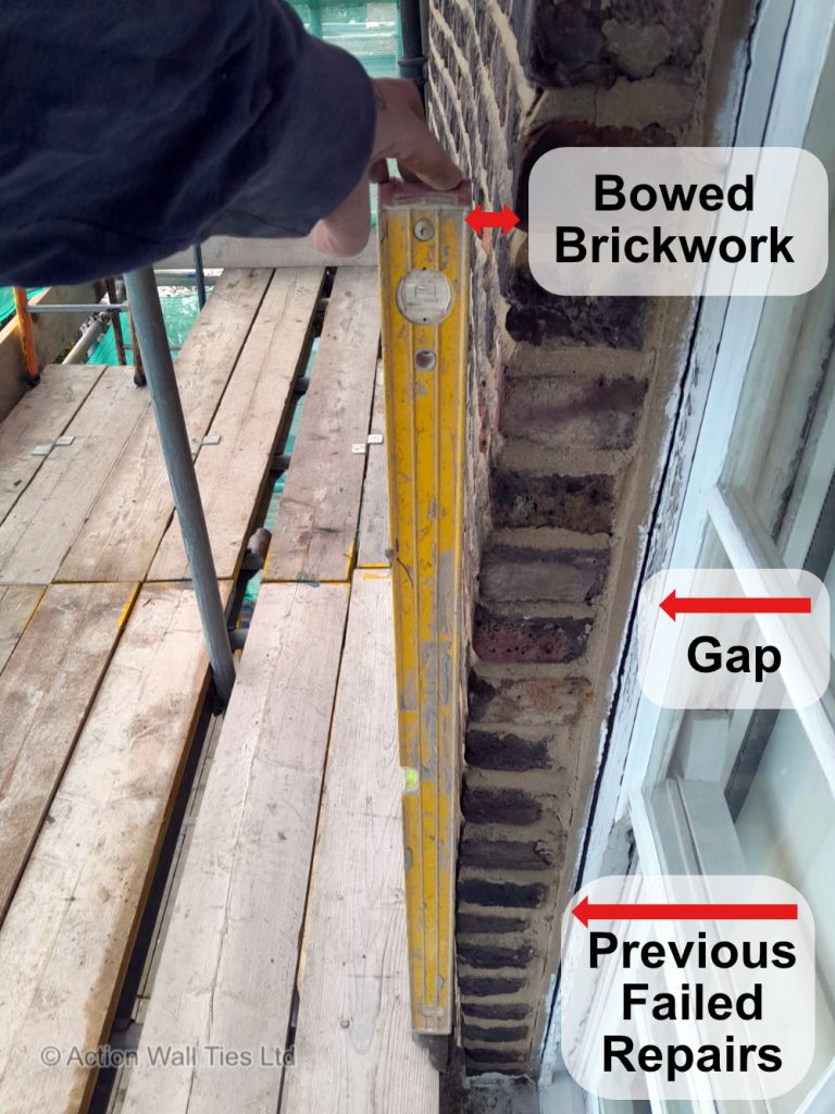 bulging brickwork 03 768x1024 - Bowing Wall Repairs South London | Action Wall Ties