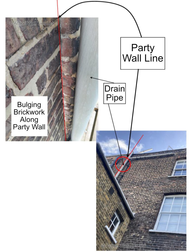 bulging party wall brick 768x1024 - Dangerous Bulging Brickwork