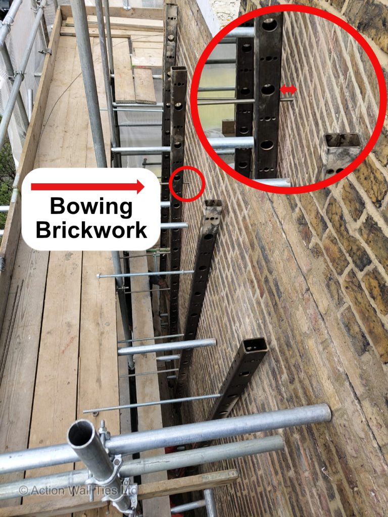 during bowing brick repairs 04 768x1024 - London School with Bowing Brickwork