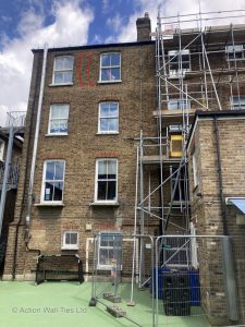 wall bulge 09 225x300 - London School with Bowing Brickwork