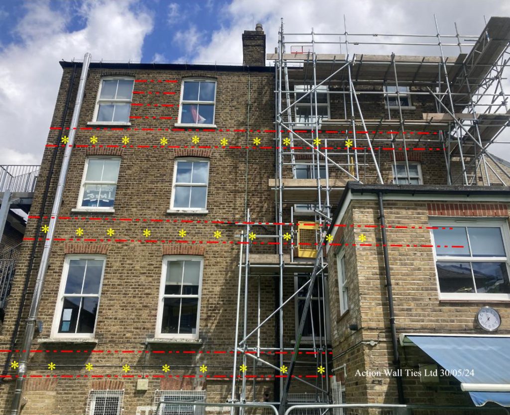 wall bulge repairs 02 1024x835 - London School with Bowing Brickwork