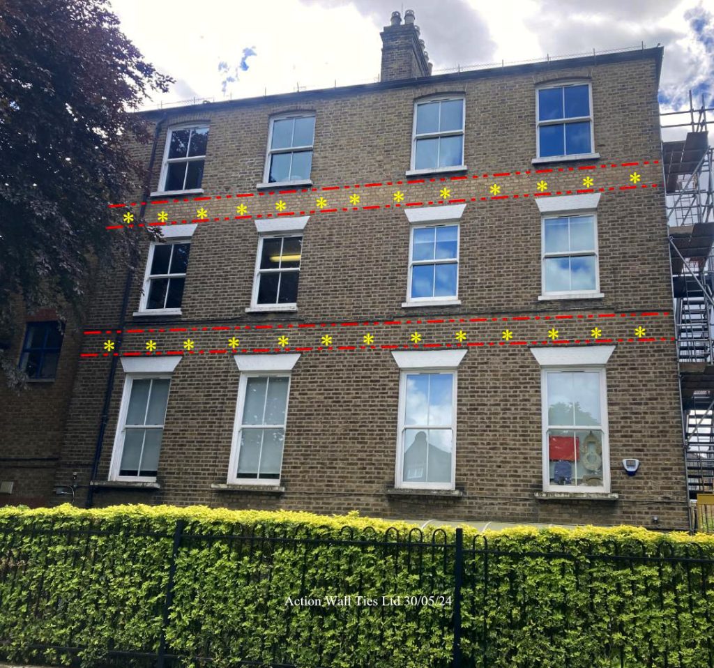 wall bulge repairs 04 1024x958 - London School with Bowing Brickwork